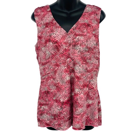 Style & Co Women Top Blouse Size Large L Sleeveless Pink Black V-Neck NWT New - Picture 1 of 8